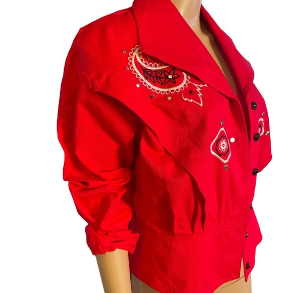 Choon Sport Red vintage 80s jean style jacket size 10 - Picture 2 of 11